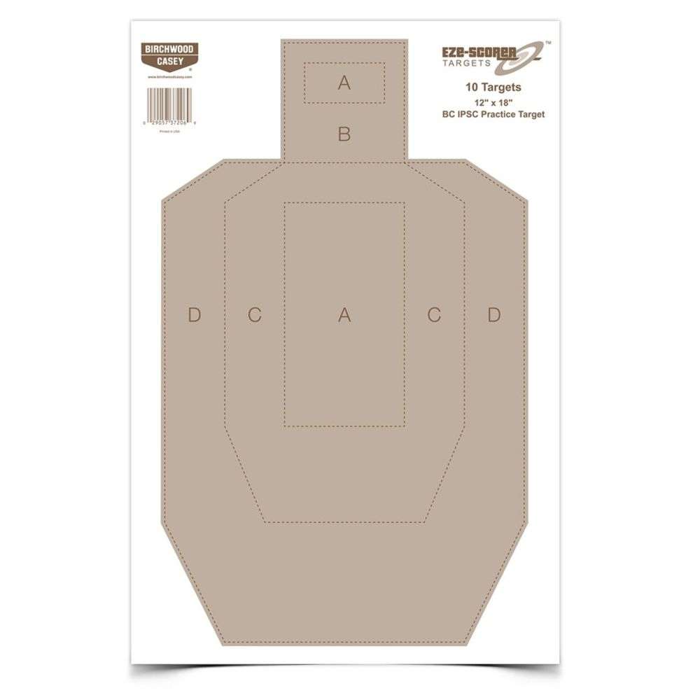 Targets Birchwood Casey 4.50" EZESCORER IPSC PRACTICE 12X18IN 10 TGTS